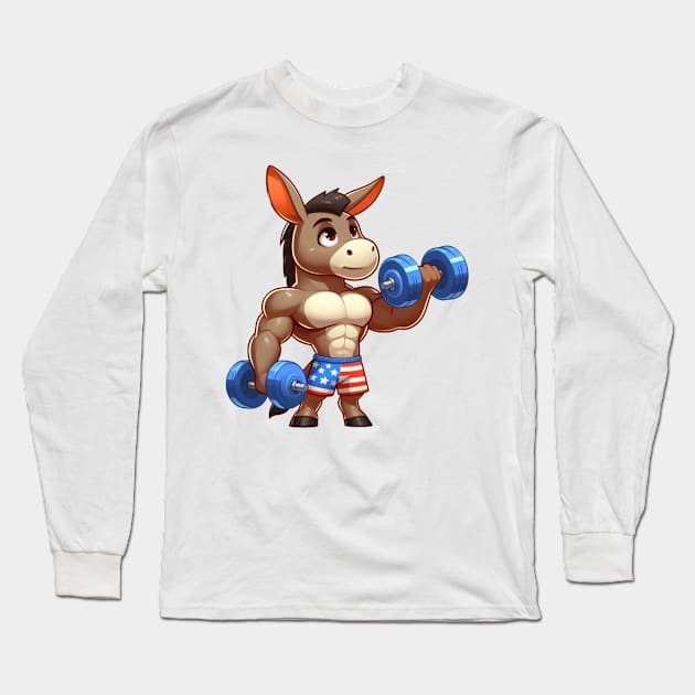 Cute Muscular Donkey Long Sleeve T-Shirt by Dmytro